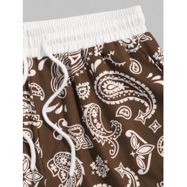 Men's Vintage Ethnic Paisley Floral Print Drawstring Summer Beach Vacation Shorts Men's Vintage Ethnic Paisley Floral Print Drawstring Summer Beach Vacation Shorts