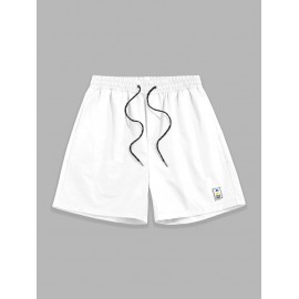 Label Design Solid Color Drawstring Shorts